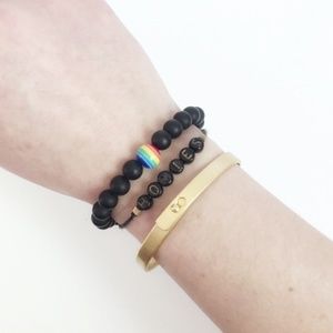 Stackable Black Rainbow Bead LGBTQ Pride Bracelet
